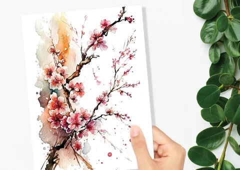 Japanese Cherry Blossom Card Pink Floral Flowers Mothering Sunday Happy Mothers Day Cards from Daughter Mum Birthday Cards BFF Greeting Card - View 9