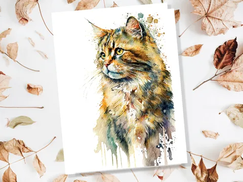 Watercolour Cat Card - View 6