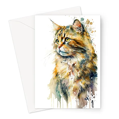 Watercolour Cat Card - View 2