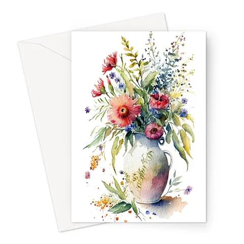 Whimsical Flowers in Vase Greeting Card - View 2