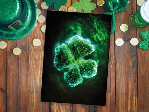 Glowing Green Clover Good Luck Card - View 7