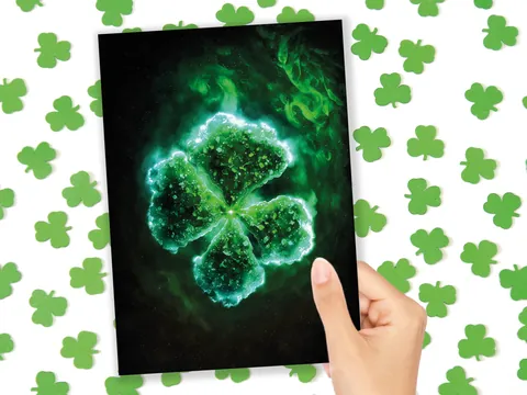 Glowing Green Clover Good Luck Card - View 10