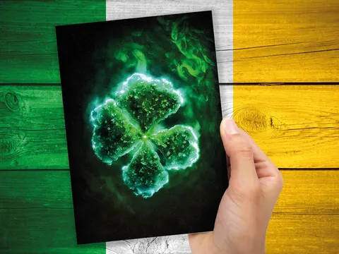 Glowing Green Clover Good Luck Card - View 9