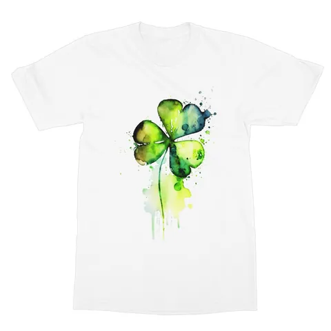 Shamrock Shirt St Patricks Day T-Shirt Vibrant Green Watercolour Painting Lucky Irish Clover Ireland Gift Minimal Elegant Messy Art Tee Leaf - View 4