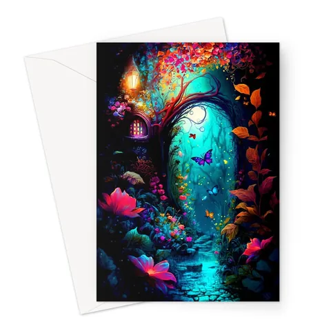 Summer Night Garden Painting Card