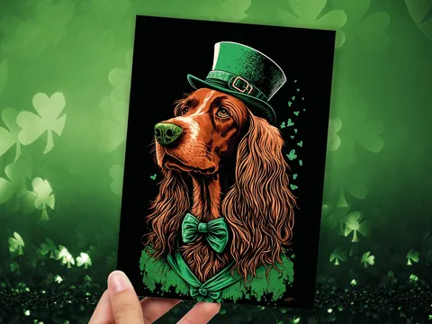 Irish Setter Leprechaun Card