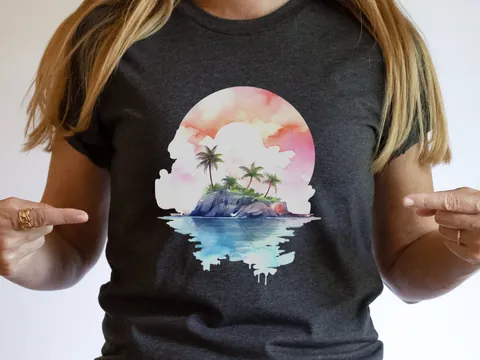 Watercolour Beach Sunset T-Shirt - View 6