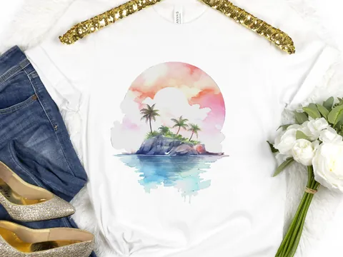 Watercolour Beach Sunset T-Shirt