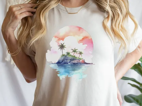 Watercolour Beach Sunset T-Shirt - View 3