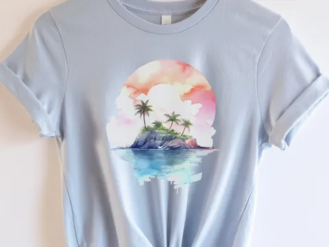 Watercolour Beach Sunset T-Shirt - View 8