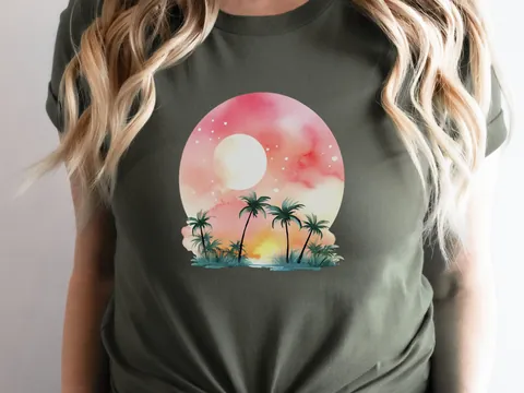 Watercolour Dream Tropical Sunset T-Shirt - View 5