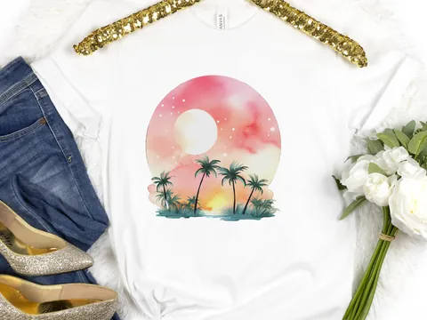 Watercolour Dream Tropical Sunset T-Shirt