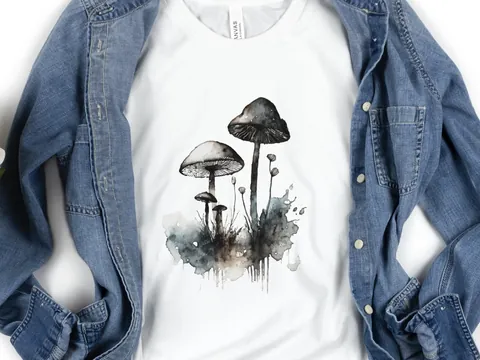 Monochrome Mushrooms T-Shirt - View 8