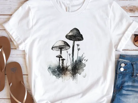Monochrome Mushrooms T-Shirt - View 5
