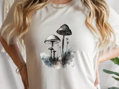 Monochrome Mushrooms T-Shirt - View 9