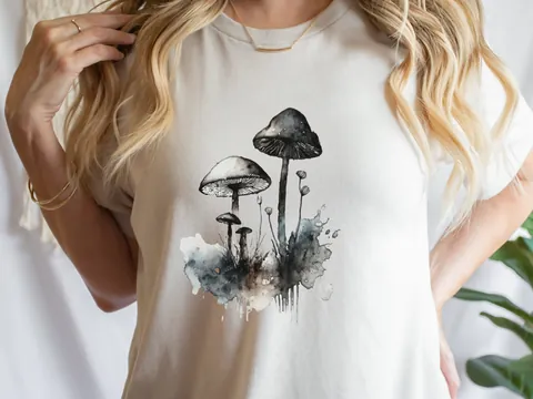Monochrome Mushrooms T-Shirt - View 7