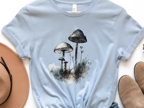 Monochrome Mushrooms T-Shirt - View 4
