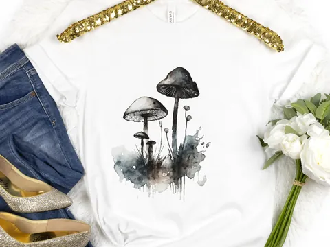 Monochrome Mushrooms T-Shirt - View 2