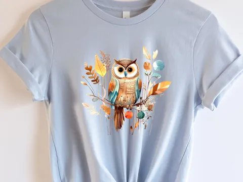 Folk Art Owl T-Shirt – Botanical Bird - View 3