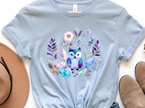 Purple and Blue Boho Owl T-Shirt - View 4
