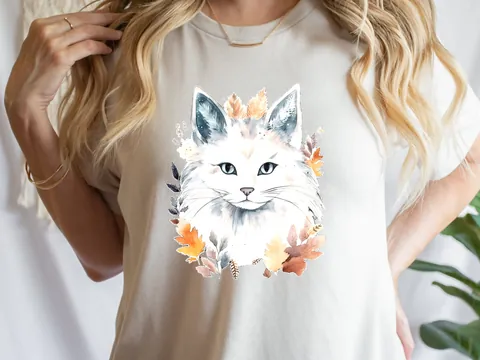 Cat Lover T-Shirt – Autumn Leaves - View 4