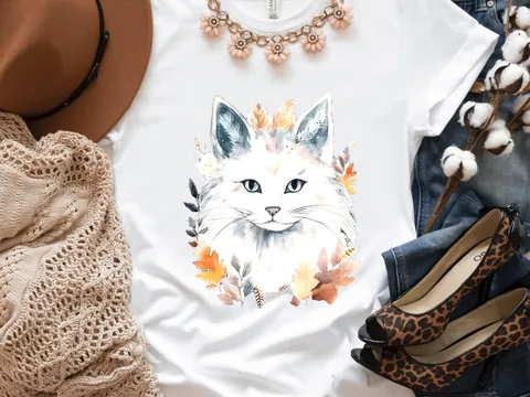 Cat Lover T-Shirt – Autumn Leaves - View 7