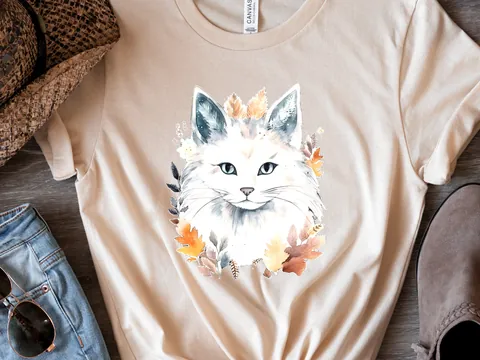 Cat Lover T-Shirt – Autumn Leaves - View 5