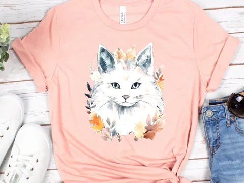 Cat Lover T-Shirt – Autumn Leaves - View 2