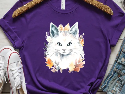 Cat Lover T-Shirt – Autumn Leaves - View 6