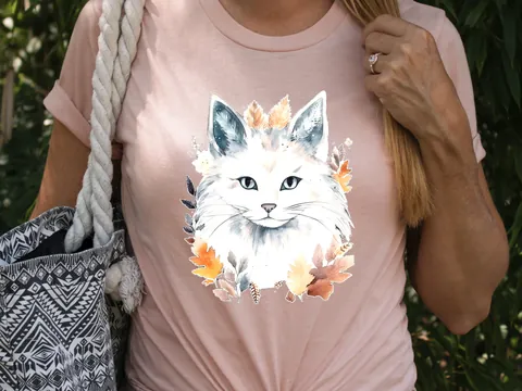 Cat Lover T-Shirt – Autumn Leaves - View 8