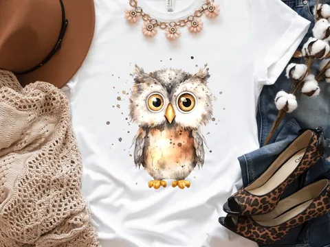 Brown Watercolour Owl T-Shirt - View 6
