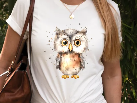 Brown Watercolour Owl T-Shirt - View 8