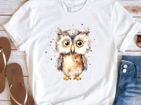 Brown Watercolour Owl T-Shirt - View 5