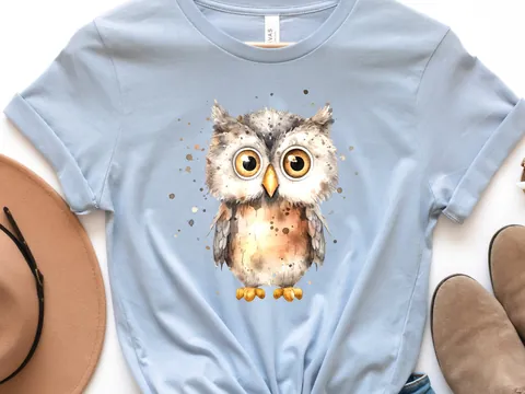 Brown Watercolour Owl T-Shirt - View 4