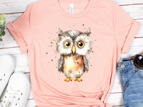Brown Watercolour Owl T-Shirt - View 7
