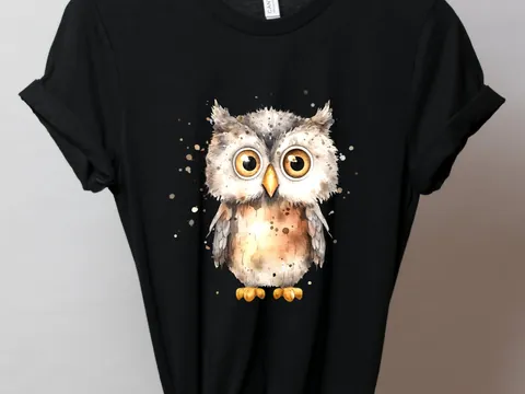 Brown Watercolour Owl T-Shirt - View 2