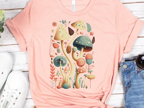 Dark Academia Botanical Mushroom Tee - View 7