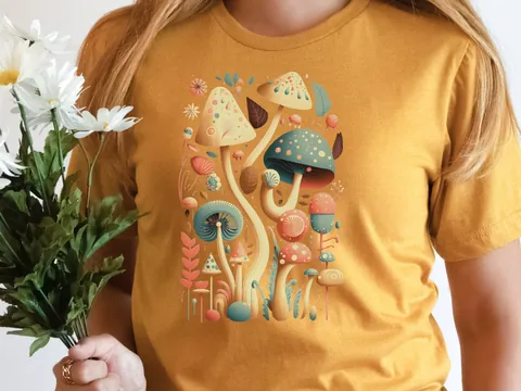 Dark Academia Botanical Mushroom Tee - View 4