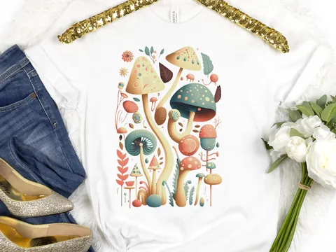 Dark Academia Botanical Mushroom Tee - View 2