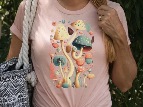 Dark Academia Botanical Mushroom Tee - View 8