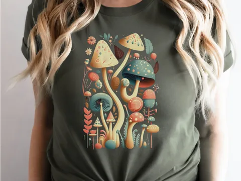Dark Academia Botanical Mushroom Tee - View 5