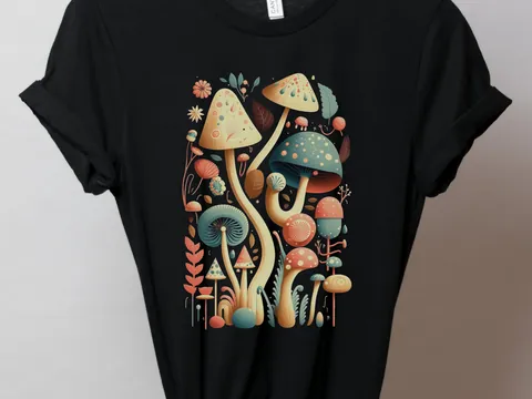 Dark Academia Botanical Mushroom Tee - View 6