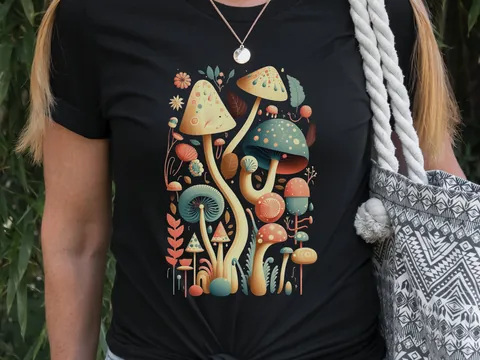 Dark Academia Botanical Mushroom Tee