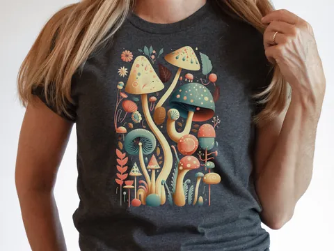 Dark Academia Botanical Mushroom Tee - View 3