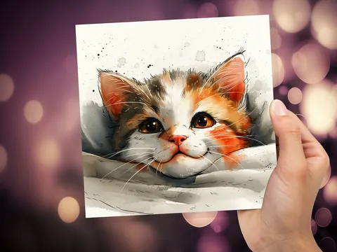 Cute Kitten Face Card – Calico - View 2