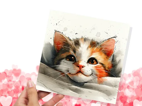 Cute Kitten Face Card – Calico - View 6
