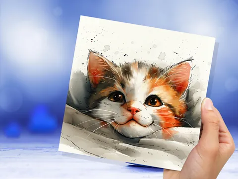 Cute Kitten Face Card – Calico - View 8
