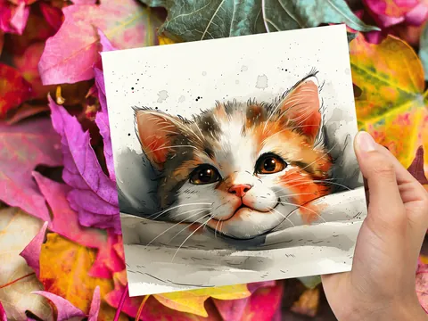 Cute Kitten Face Card – Calico - View 9