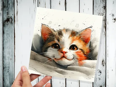 Cute Kitten Face Card – Calico - View 5