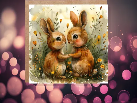 Bunny Couple Anniversary Card - View 4
